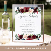 Radiant Bloom Signature Cocktail Menu Sign. Poster