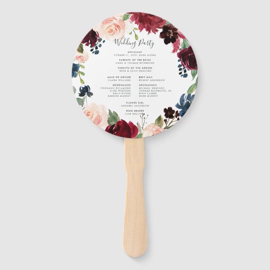 Radiant Bloom Trouwprogramma Handwaaier (Achterkant)