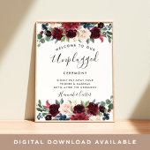 Radiant Bloom Unplugged Wedding Ceremony Sign Poster