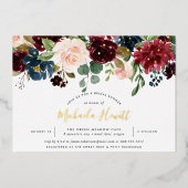 Radiant Bloom Vrijgezellenfeest Gold Folie Uitnodiging (Voorkant)