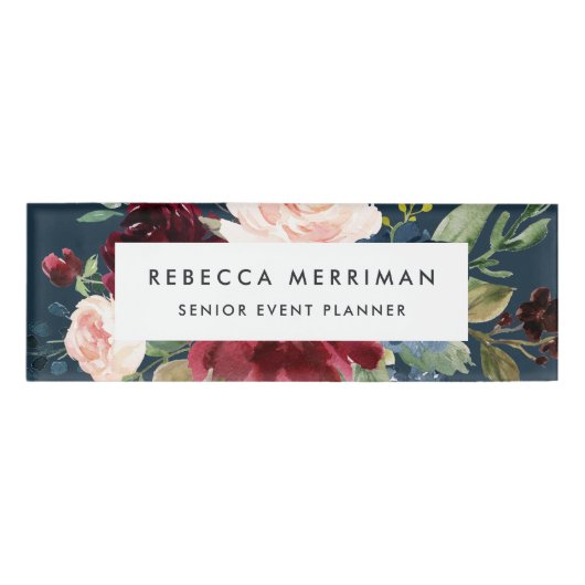 Radiant Bloom | Waterverf Floral Naambadge (Voorkant)