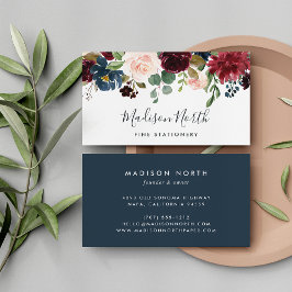 Radiant Bloom | Waterverf Floral van de marine en  Visitekaartje