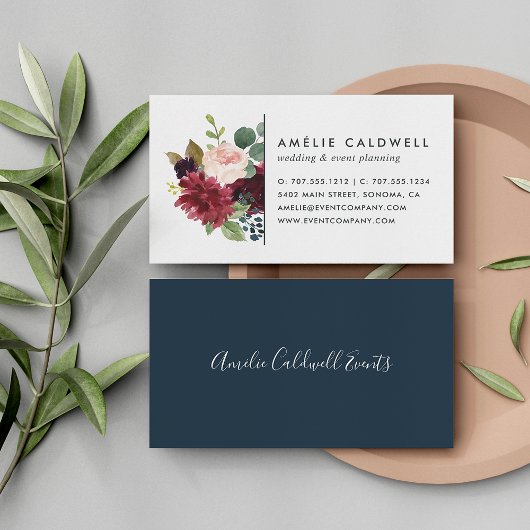 Radiant Bloom | Waterverf Floral van de marine en  Visitekaartje