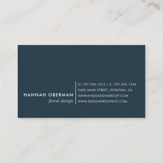 Radiant Bloom | Waterverf Floral van de marine en  Visitekaartje (Achterkant)