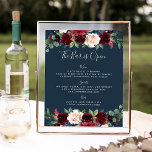 Radiant Bloom Weddenschap | marine Poster<br><div class="desc">Nodig gasten uit om een favoriete libatie te pakken met ons charmante trouwbalbord. 11x14 de eigenschappen van het barteken "de bar is open"in het schrijven van het kalligrafische manuscript. Personaliseer met uw specialistische drinken of drankdienstenaanbod met zes gebieden van de douanetekst op een rijke marineblauwe achtergrond. Dit bord is voorzien...</div>