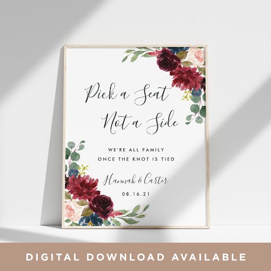 Radiant Bloom Wedding Ceremony Seating Poster