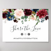 Radiant Bloom Wedding Hashtag Sign Poster (Voorkant)