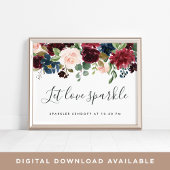 Radiant Bloom Wedding Sparkler Sendoff Sign Poster