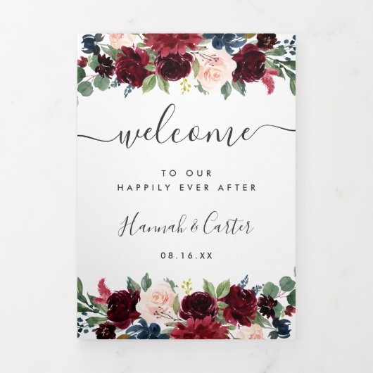 Radiant Bloom Wedding Welkomstbrief & reisroute Drieluik Programma (Cover)