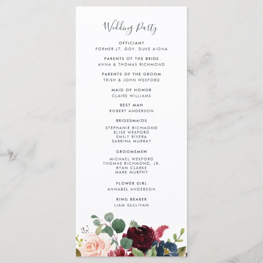 Radiant Bloom Wreath Wedding Ceremony Program Programmakaart (Achterkant)