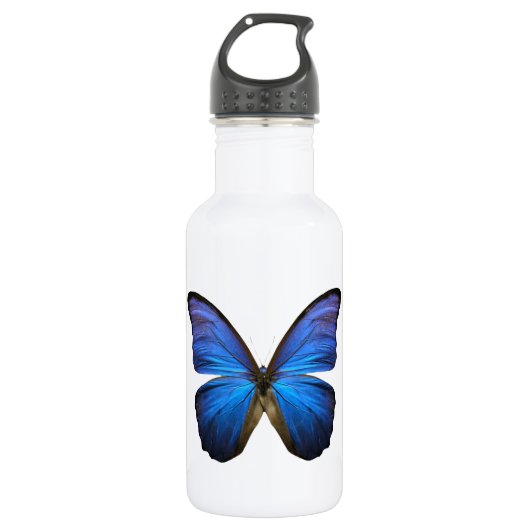 Radiant Blue Butterfly Waterfles (Voorkant)