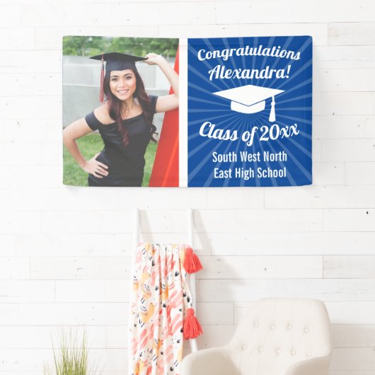 Radiant Blue Custom Photo Afstuderen Banner (Insitu)