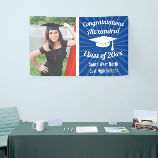 Radiant Blue Custom Photo Afstuderen Banner (Beurs)