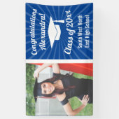 Radiant Blue Custom Photo Afstuderen Banner (Verticaal)