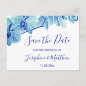 Radiant Blue Orchids Save the Date Aankondigingskaart (Voorkant)
