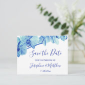 Radiant Blue Orchids Save the Date Aankondigingskaart (Staand voorkant)