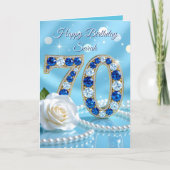Radiant Blue Pareltjes Roos en parels 70ste verjaa Kaart (Voorkant)