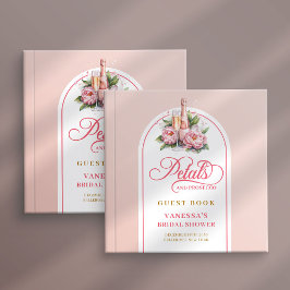 Radiant blush and gold petals prosecco sign book gastenboek