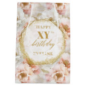 Radiant Blush Roze Waterverf 50 Verjaardag Gift Ba Medium Cadeauzakje (Achterkant)