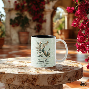 Radiant Boho Chic Floral Monogram Mok voor Kayla