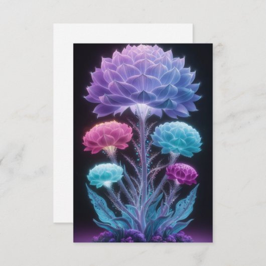 Radiant Botanicals: Neon en Pastel Bloom Art Bedankkaart (Voorkant / Achterkant)