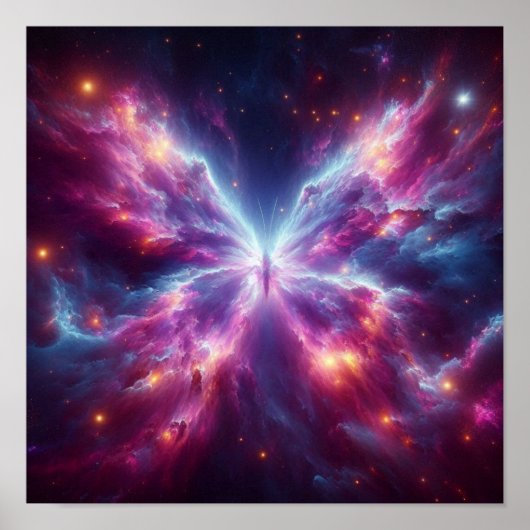 Radiant Butterfly Nebula in Cosmic Sky Poster (Voorkant)