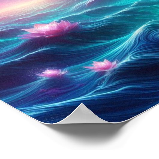 Radiant Celestial Ocean Bloom Fantasy Poster (Hoek)