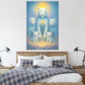 Radiant Celestial White Tiger Family | ManJiangHon Canvas Afdruk (Insitu (Slaapkamer))