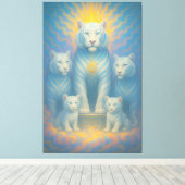 Radiant Celestial White Tiger Family | ManJiangHon Canvas Afdruk (Insitu (Houten vloer))