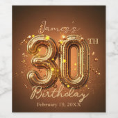 Radiant Chic Glam Brown en Goud 30e verjaardag Wijn Etiket (Enkel label)