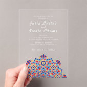 Radiant Crescent Moon Splendid Mandala Wedding Acryl Uitnodigingen (Insitu (Draagbaar))