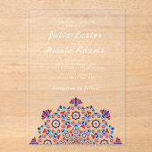 Radiant Crescent Moon Splendid Mandala Wedding Acryl Uitnodigingen (Voorkant)