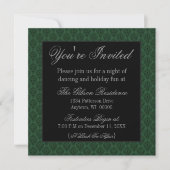 Radiant Damask kerstparty Invite, donkergroen Kaart (Voorkant)