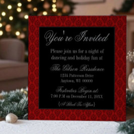 Radiant Damask-kerstparty Invite, Red Kaart
