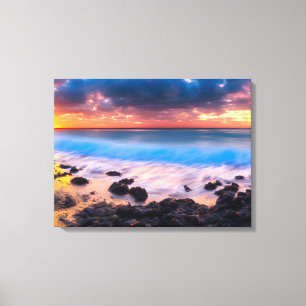 Radiant Dawn: Majestic Sunrise aan het strand Canvas Afdruk