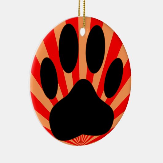 Radiant Dog Paw Print Keramisch Ornament (Rechts)