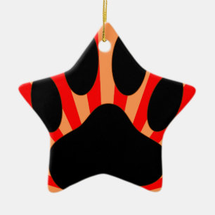 Radiant Dog Paw Print Keramisch Ornament
