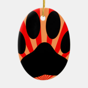 Radiant Dog Paw Print Keramisch Ornament