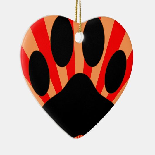 Radiant Dog Paw Print Keramisch Ornament (Rechts)
