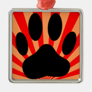 Radiant Dog Paw Print Metalen Ornament