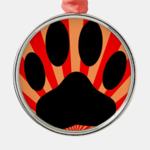 Radiant Dog Paw Print Metalen Ornament