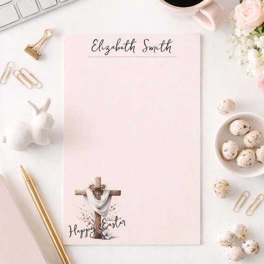 Radiant Easter Cross with Floral Accents Briefpapier