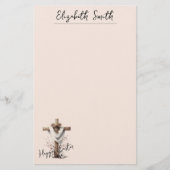 Radiant Easter Cross with Floral Accents Briefpapier (Voorkant)