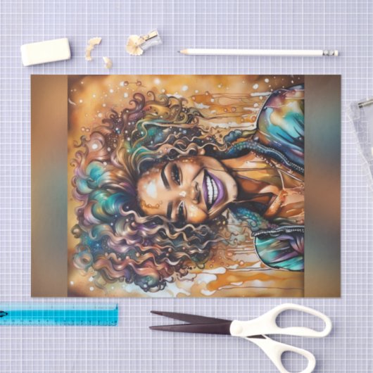 Radiant Ebony Oil Slick Queen Decoupage Papier (Craft)