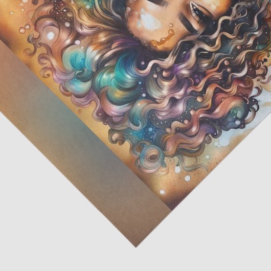 Radiant Ebony Oil Slick Queen Decoupage Papier (Detail)