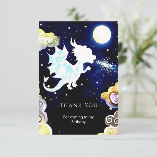 Radiant eenvoudige draak verjaardag bedankkaart (Staand voorkant)