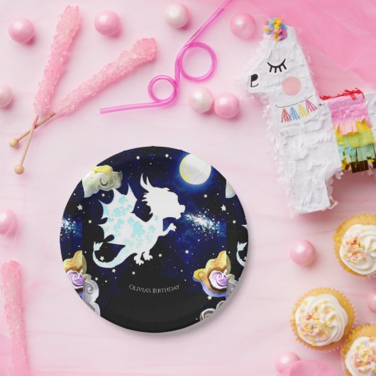 Radiant eenvoudige draak verjaardag papieren bordje (Feest)