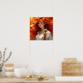 Radiant Elegance – olieportret van tijdloze schoon Poster (Keuken)