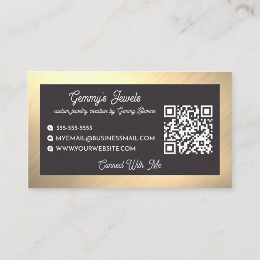 Radiant Elegant Goud Zwart Custom Sieraden Crafter Visitekaartje (Achterkant)