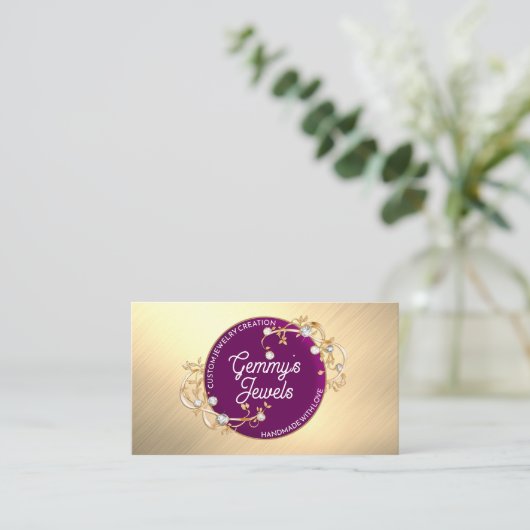 Radiant Elegant Goud Zwart Custom Sieraden Crafter Visitekaartje (Staand voorkant)